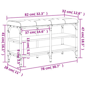 vidaXL Schuhbank Räuchereiche 82x32x47 cm Holzwerkstoff