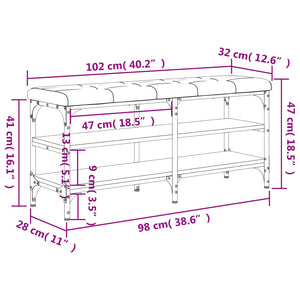 vidaXL Schuhbank Grau Sonoma 102x32x47 cm Holzwerkstoff