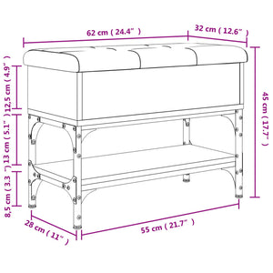 vidaXL Schuhbank Schwarz 62x32x45 cm Holzwerkstoff