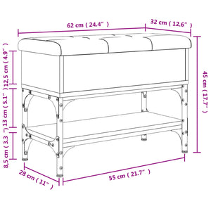 vidaXL Schuhbank Räuchereiche 62x32x45 cm Holzwerkstoff