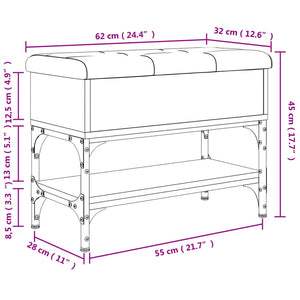 Schuhbank Grau Sonoma 62x32x45 cm Holzwerkstoff Stilecasa