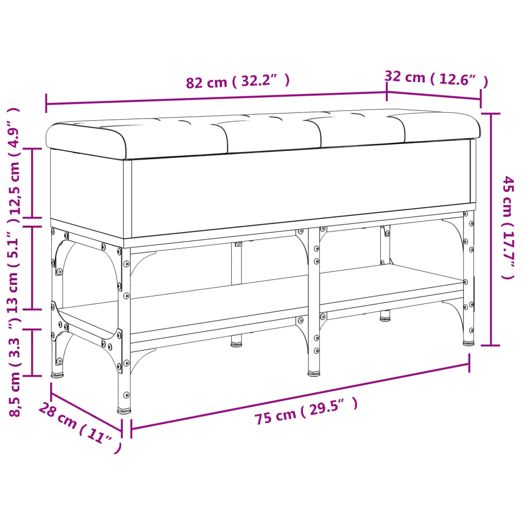 vidaXL Schuhbank Grau Sonoma 82x32x45 cm Holzwerkstoff