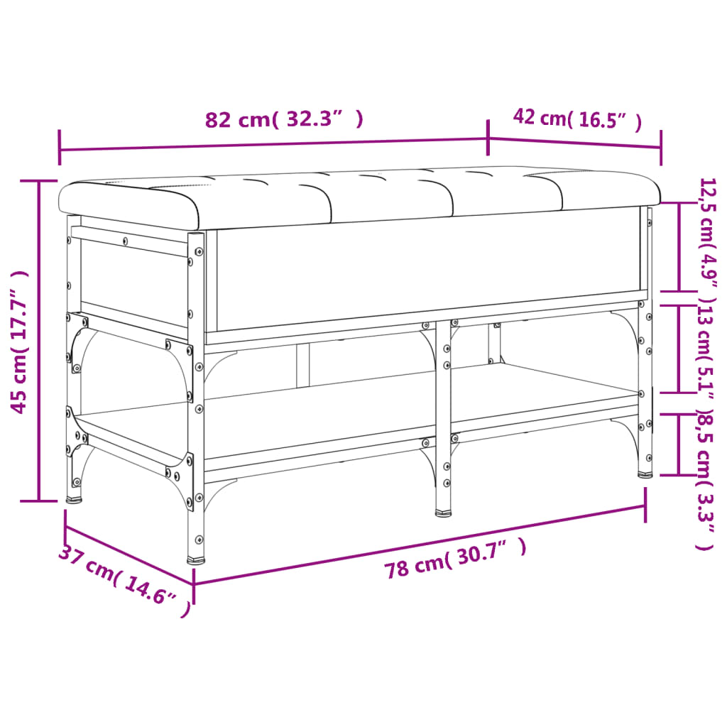 vidaXL Schuhbank Sonoma-Eiche 82x42x45 cm Holzwerkstoff