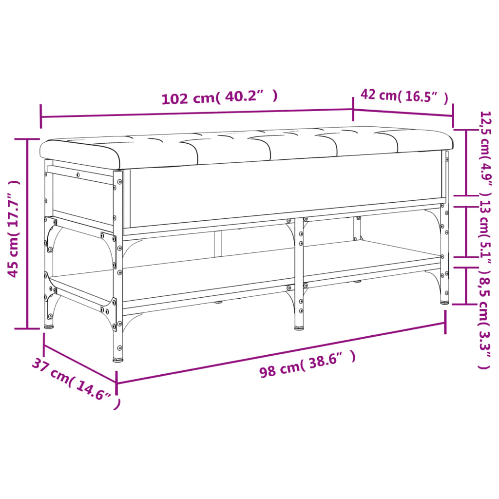 vidaXL Schuhbank Schwarz 102x42x45 cm Holzwerkstoff