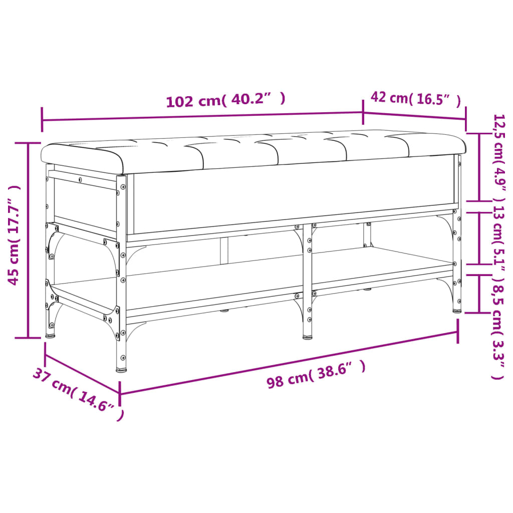 vidaXL Schuhbank Braun Eichen-Optik 102x42x45 cm Holzwerkstoff