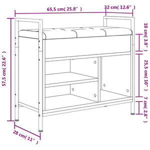 vidaXL Schuhbank Grau Sonoma 65,5x32x57,5 cm Holzwerkstoff