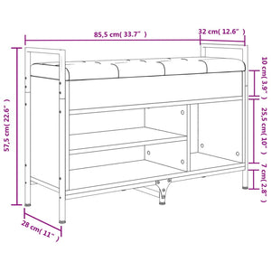 vidaXL Schuhbank Räuchereiche 85,5x32x57,5 cm Holzwerkstoff