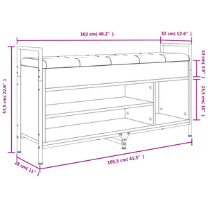 vidaXL Schuhbank Grau Sonoma 105,5x32x57,5 cm Holzwerkstoff