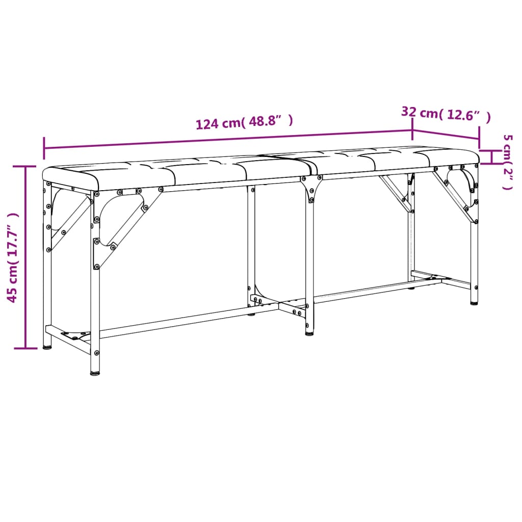 vidaXL Essbank Schwarz 124x32x45 cm Stahl und Kunstleder