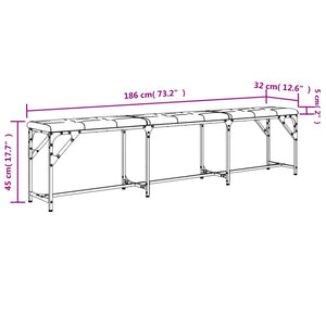 Essbank Schwarz 186x32x45 cm Stahl und Kunstleder Stilecasa