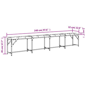 Essbank Hellgrau 248x32x45 cm Stahl und Stoff