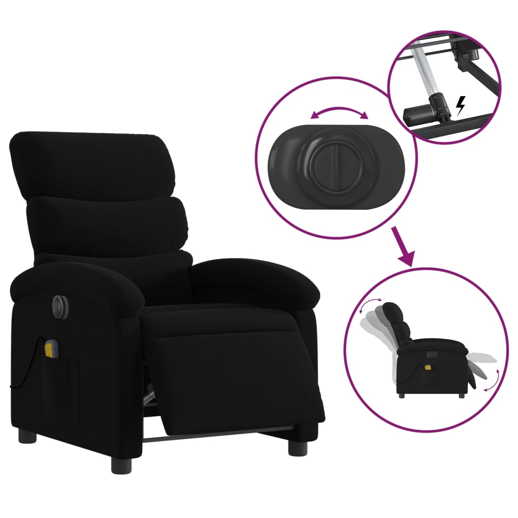 vidaXL Massagesessel Elektrisch Schwarz Stoff