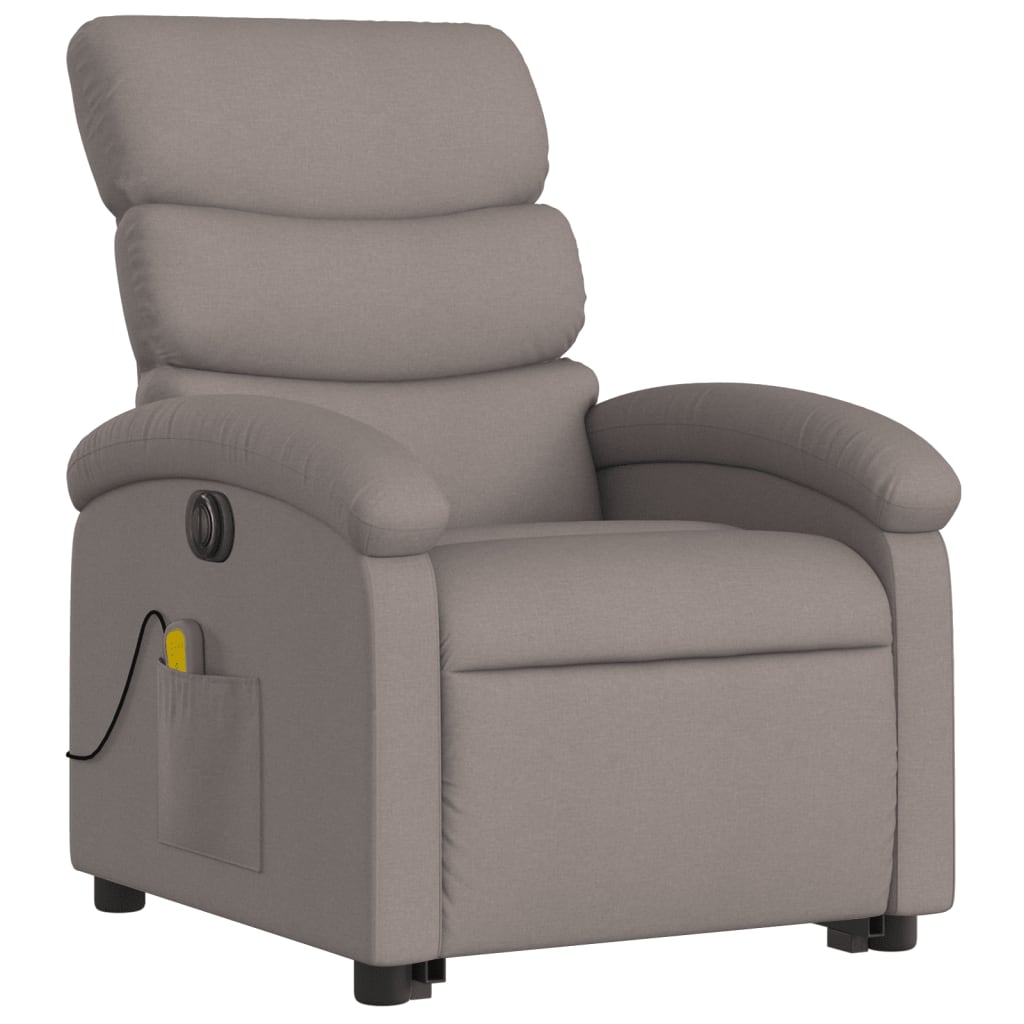 vidaXL Elektrischer Massagesessel mit Aufstehhilfe Taupe Stoff