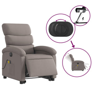 vidaXL Elektrischer Massagesessel mit Aufstehhilfe Taupe Stoff