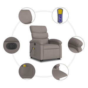 vidaXL Elektrischer Massagesessel mit Aufstehhilfe Taupe Stoff