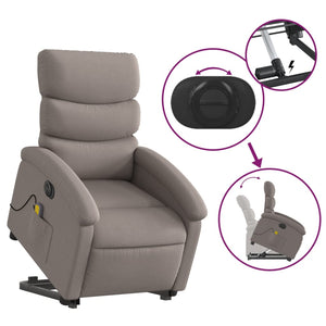 vidaXL Elektrischer Massagesessel mit Aufstehhilfe Taupe Stoff