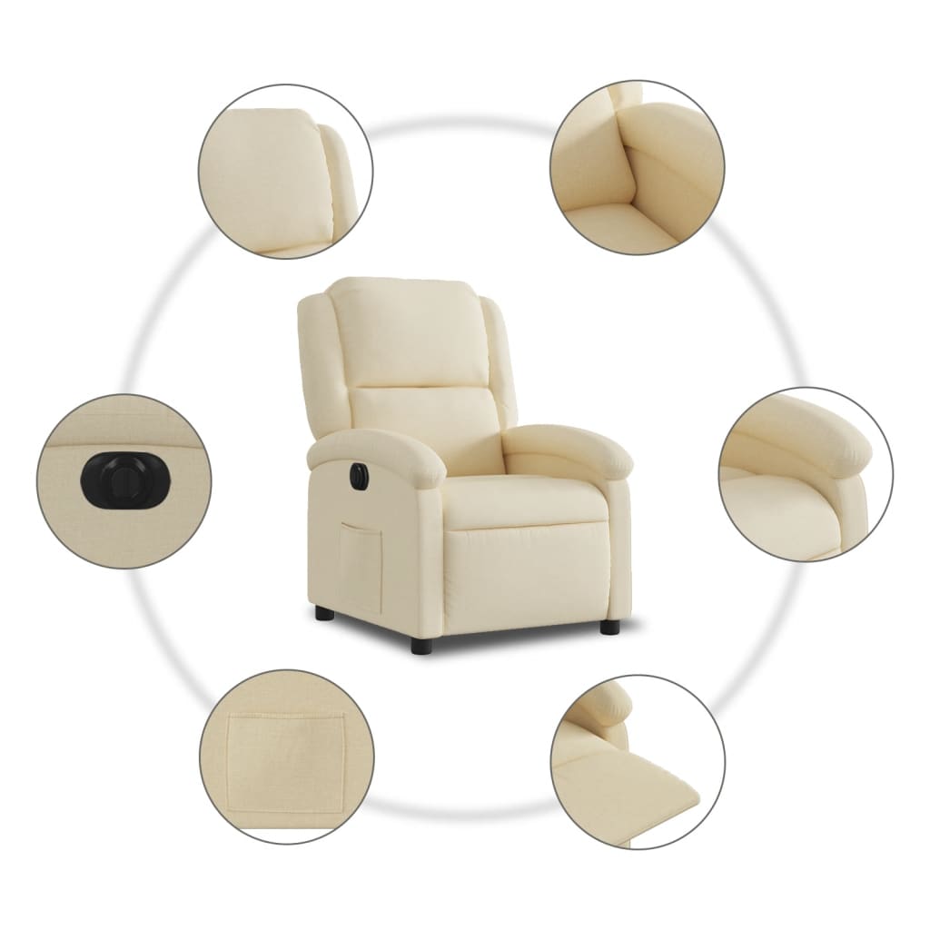 vidaXL Relaxsessel Elektrisch Creme Stoff