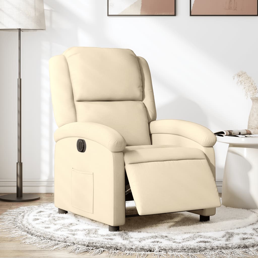 vidaXL Relaxsessel Elektrisch Creme Stoff