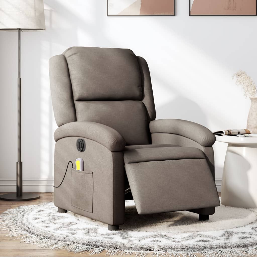 Massagesessel Elektrisch Taupe Stoff VIDAXL