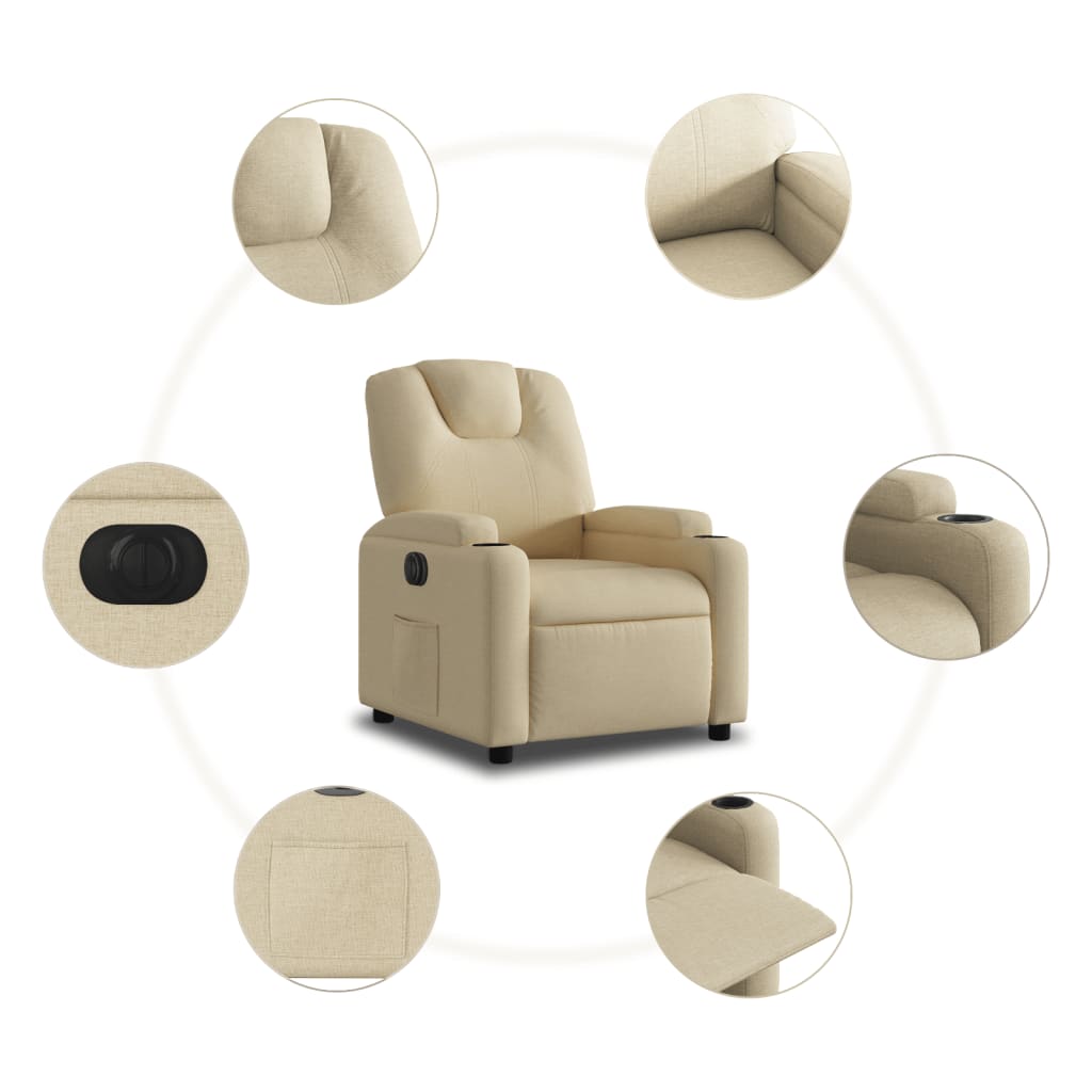 vidaXL Relaxsessel Elektrisch Creme Stoff