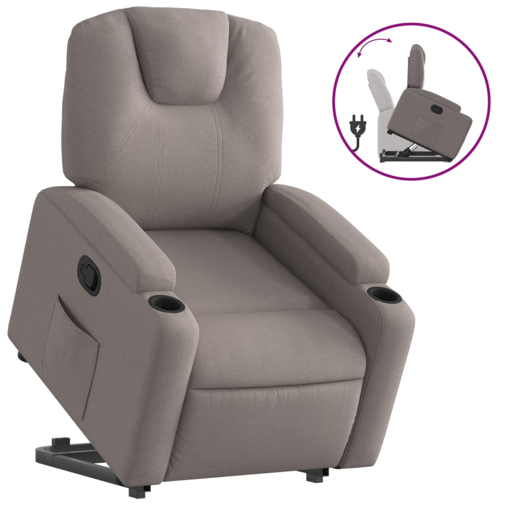 vidaXL Relaxsessel mit Aufstehhilfe Taupe Stoff