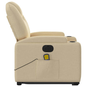 vidaXL Elektrischer Massagesessel mit Aufstehhilfe Creme Stoff