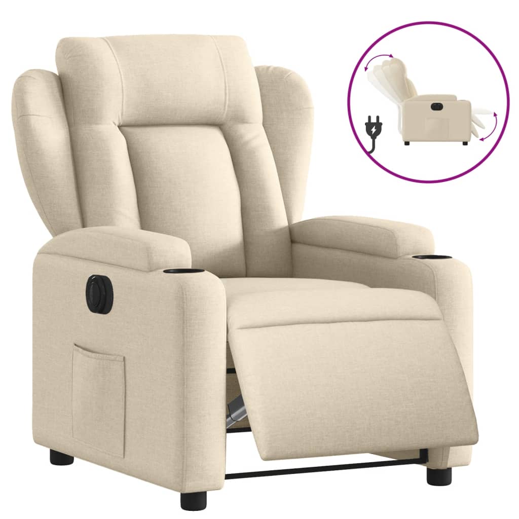 vidaXL Relaxsessel Elektrisch Creme Stoff