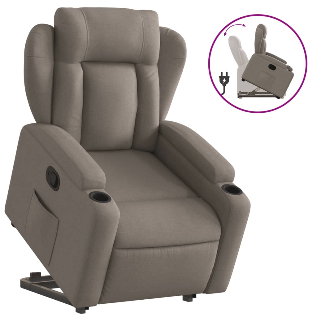 vidaXL Relaxsessel mit Aufstehhilfe Taupe Stoff