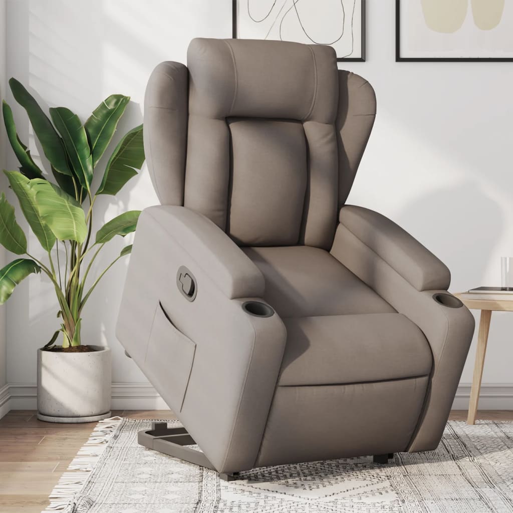 vidaXL Relaxsessel mit Aufstehhilfe Taupe Stoff