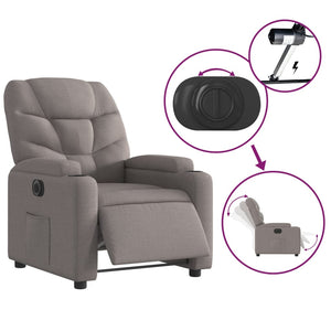 vidaXL Relaxsessel Elektrisch Taupe Stoff