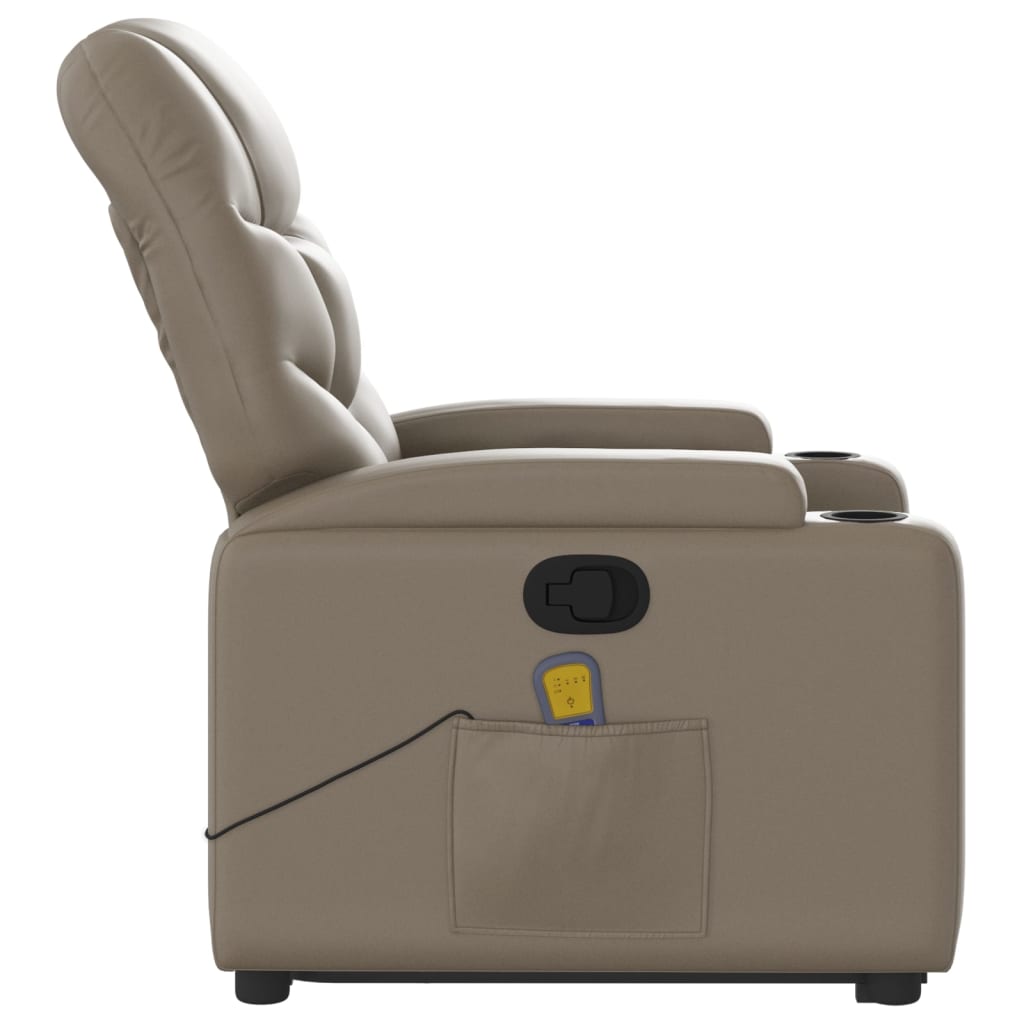 vidaXL Massagesessel mit Aufstehhilfe Cappuccino-Braun Kunstleder