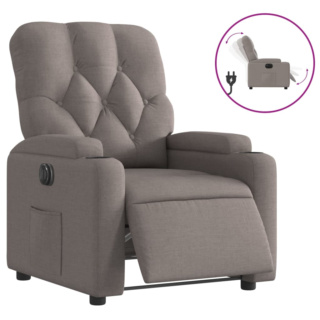 vidaXL Relaxsessel Elektrisch Taupe Stoff