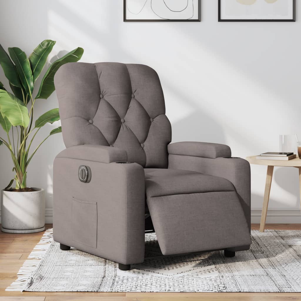 vidaXL Relaxsessel Elektrisch Taupe Stoff