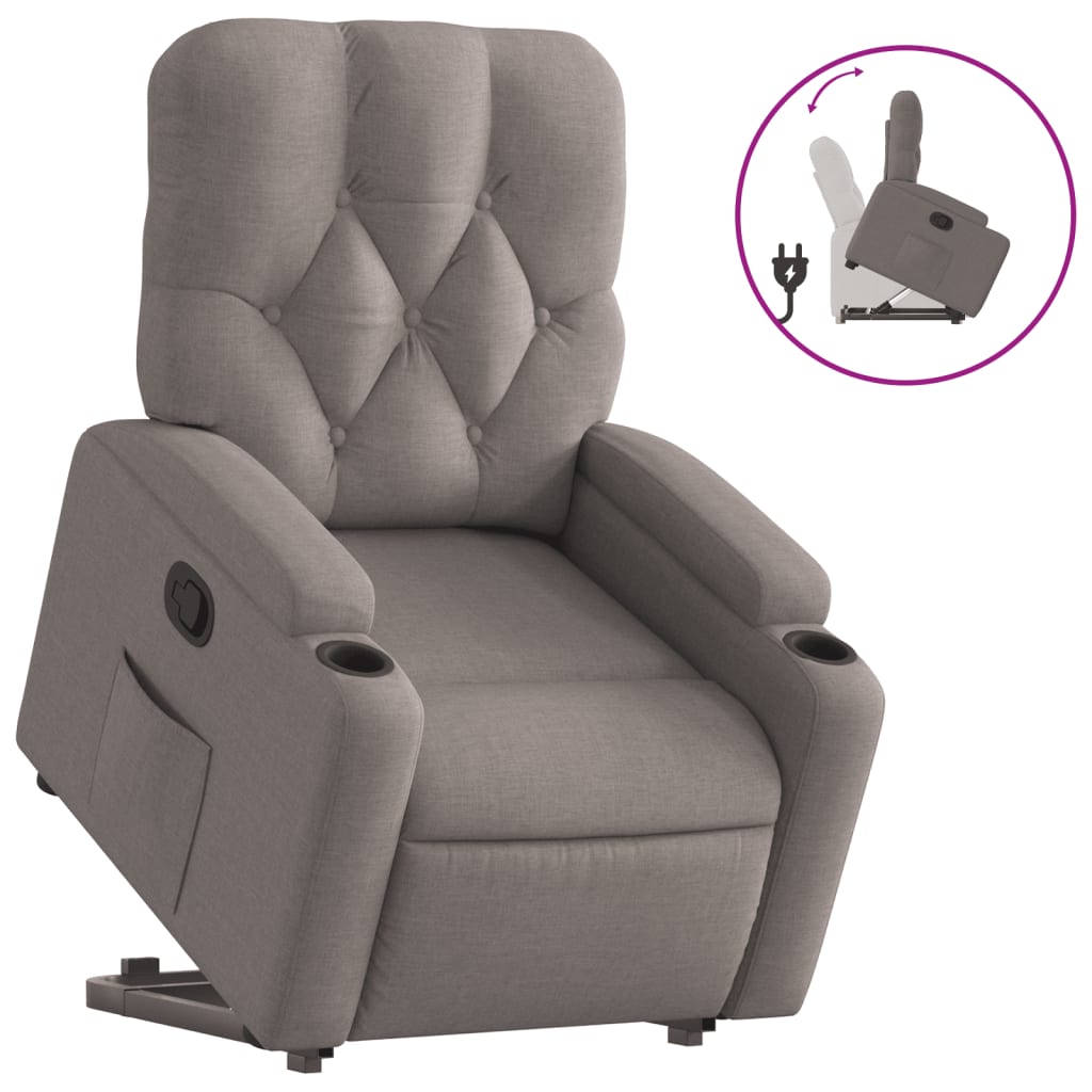 vidaXL Relaxsessel mit Aufstehhilfe Taupe Stoff