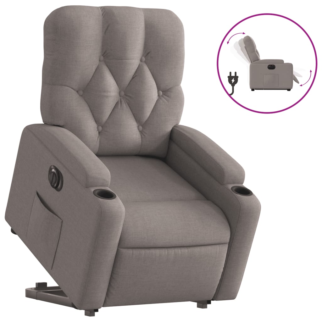 vidaXL Relaxsessel mit Aufstehhilfe Elektrisch Taupe Stoff