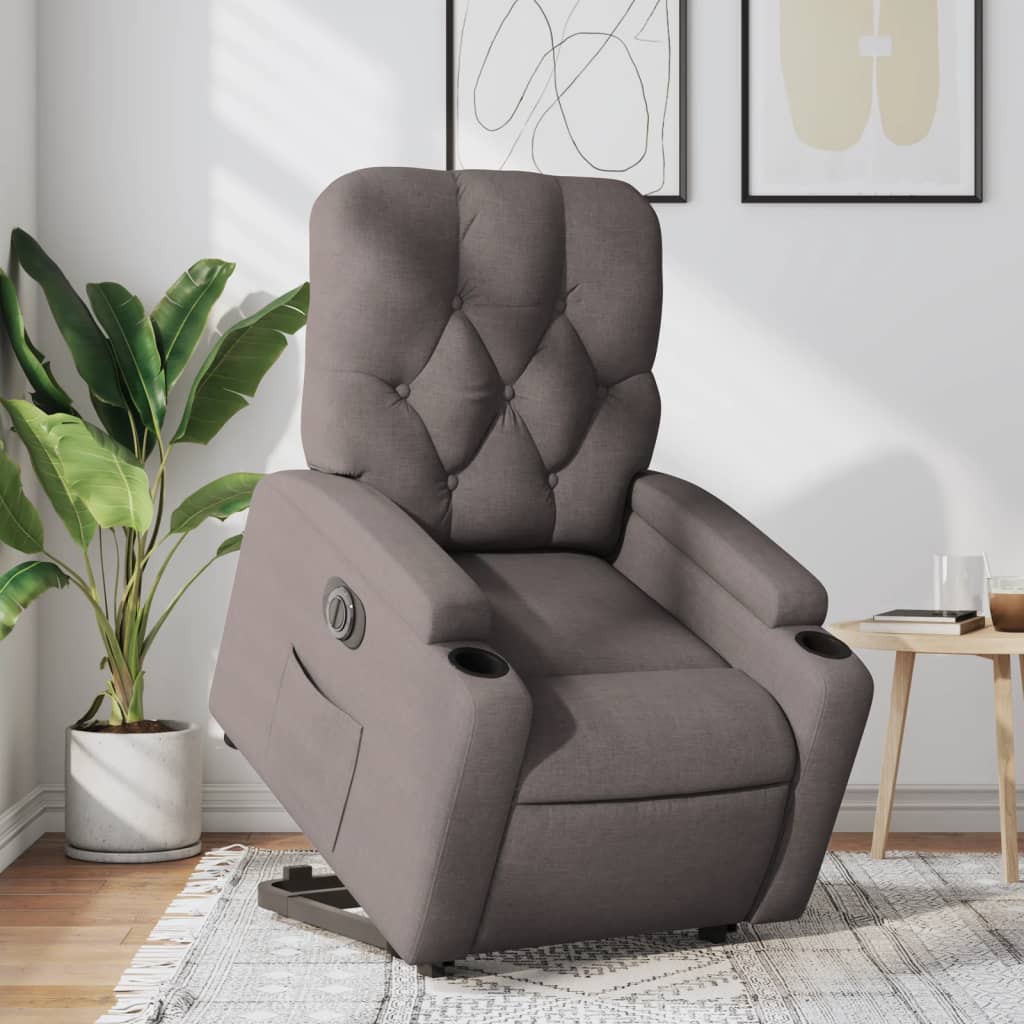 vidaXL Relaxsessel mit Aufstehhilfe Elektrisch Taupe Stoff