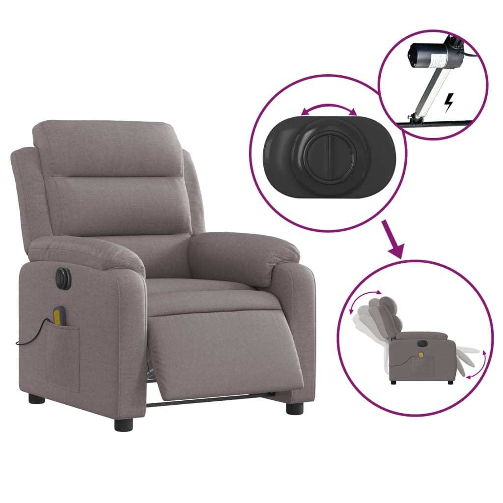 vidaXL Massagesessel Elektrisch Taupe Stoff