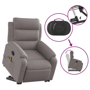 vidaXL Elektrischer Massagesessel mit Aufstehhilfe Taupe Stoff