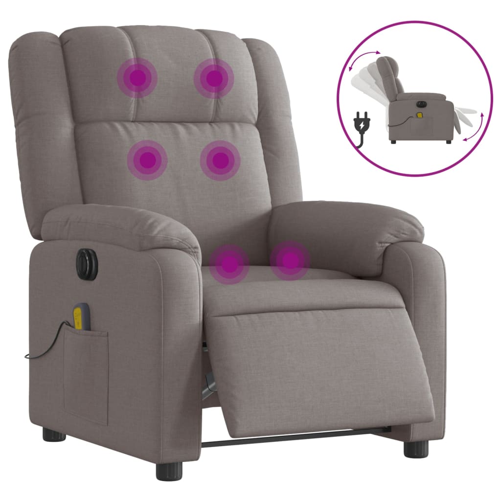 vidaXL Massagesessel Elektrisch Taupe Stoff