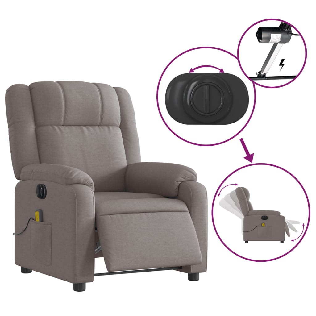 vidaXL Massagesessel Elektrisch Taupe Stoff