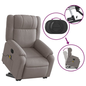 vidaXL Elektrischer Massagesessel mit Aufstehhilfe Taupe Stoff