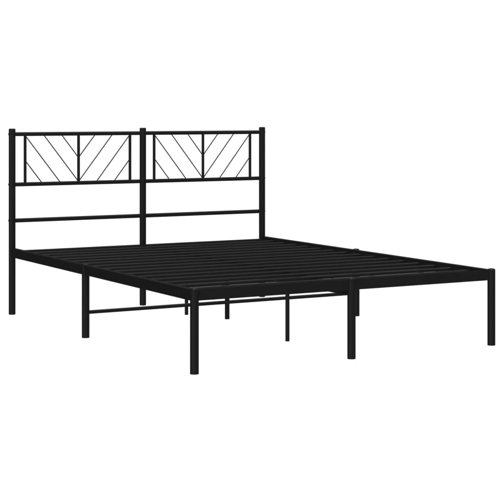 Bettgestell mit Kopfteil Metall Schwarz 140x190 cm Stilecasa