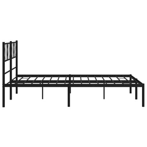 Bettgestell mit Kopfteil Metall Schwarz 140x190 cm Stilecasa