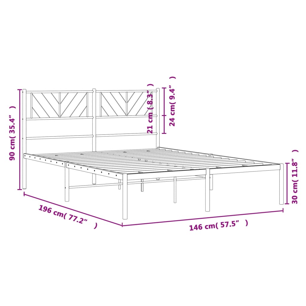 Bettgestell mit Kopfteil Metall Schwarz 140x190 cm Stilecasa