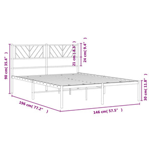 Bettgestell mit Kopfteil Metall Schwarz 140x190 cm Stilecasa