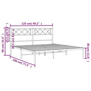 vidaXL Bettgestell mit Kopfteil Metall Schwarz 120x190 cm