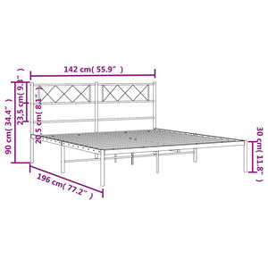 Bettgestell mit Kopfteil Metall Schwarz 135x190 cm Stilecasa