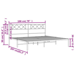 vidaXL Bettgestell mit Kopfteil Metall Schwarz 193x203 cm