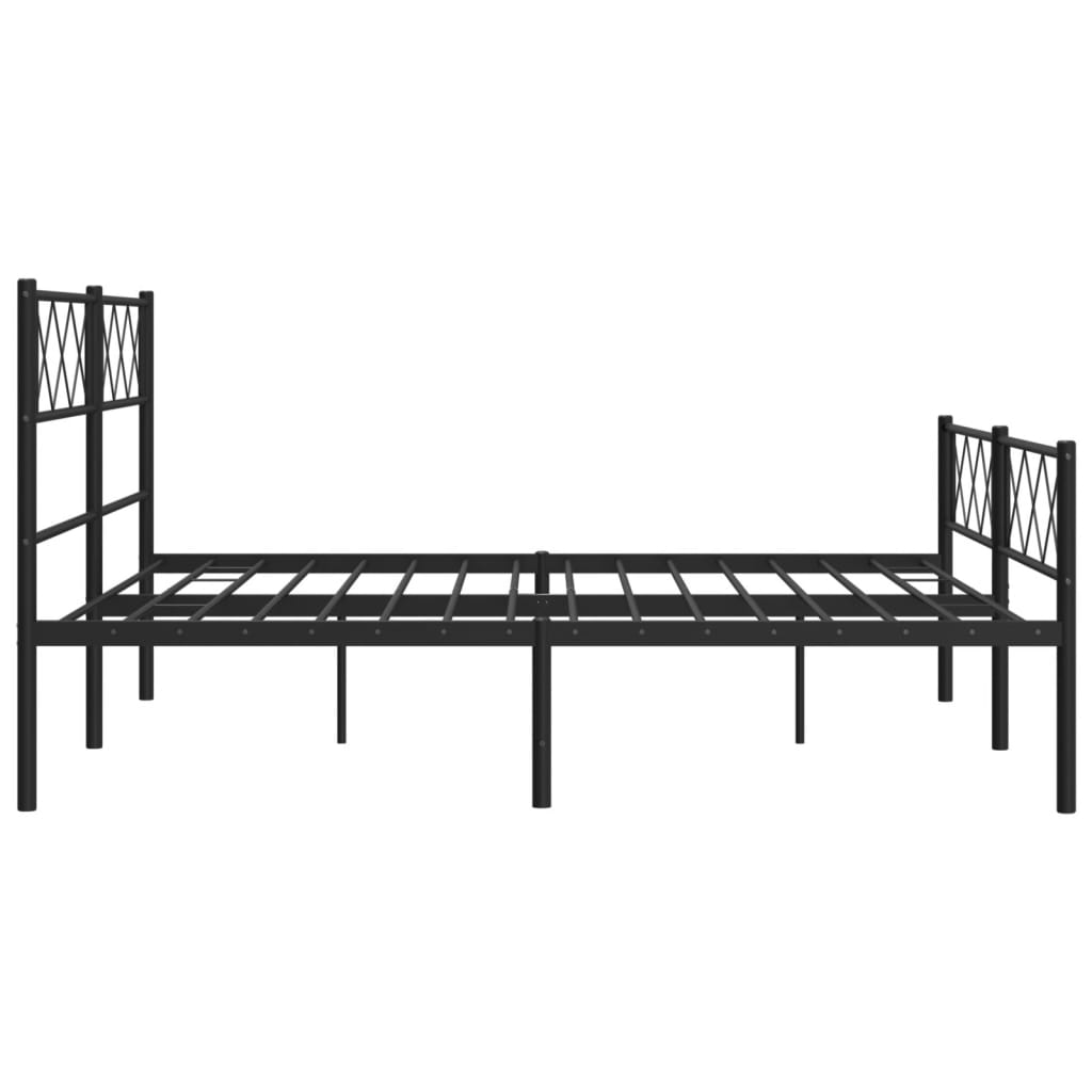 vidaXL Bettgestell mit Kopf- und Fußteil Metall Schwarz 140x190 cm