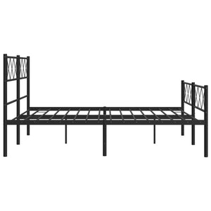 vidaXL Bettgestell mit Kopf- und Fußteil Metall Schwarz 140x190 cm